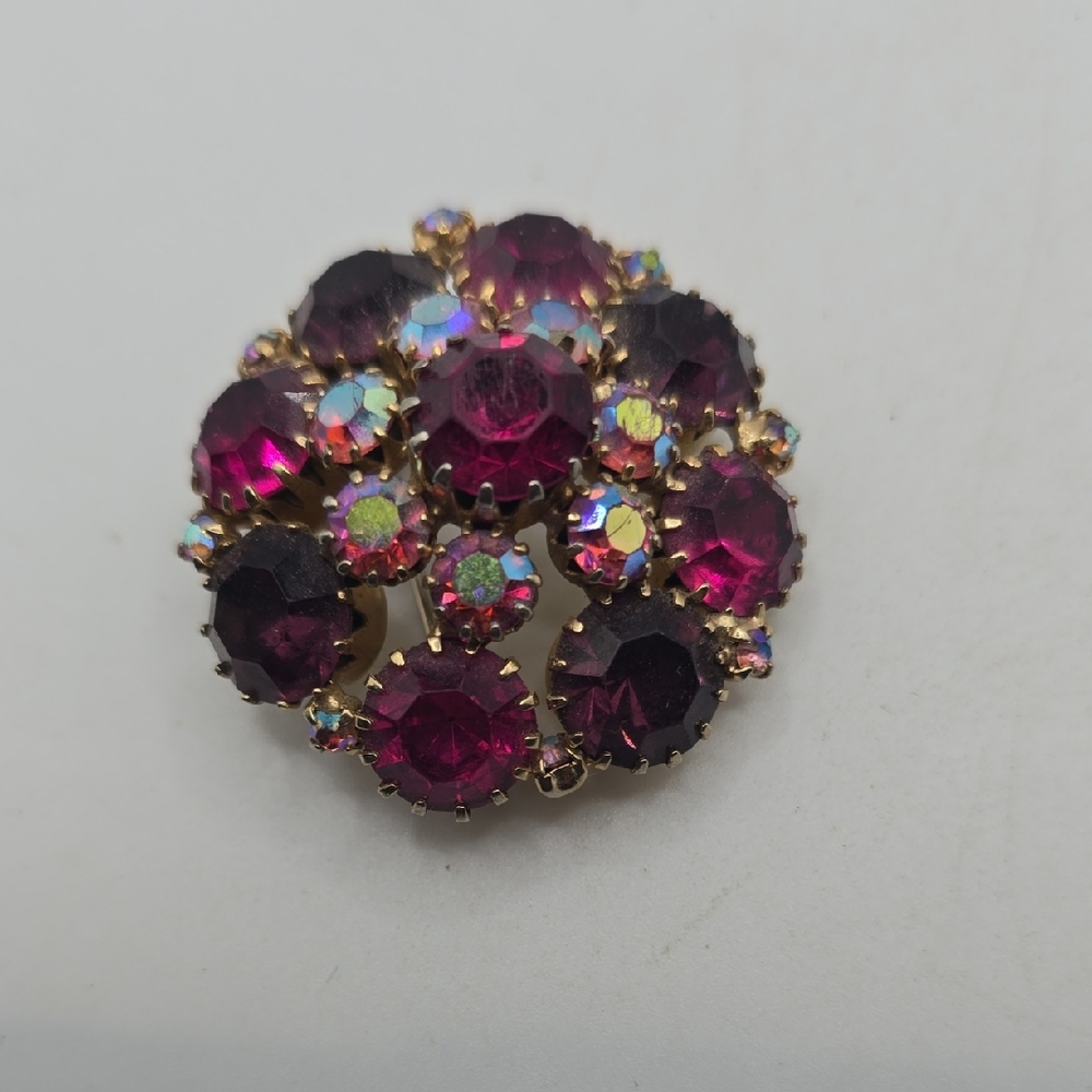 Albert Weiss Gold and Purple Crystal Brooch